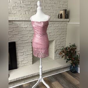Wet Seal Sparkling Pink Sequin Bodycon Mini Dress Size Small